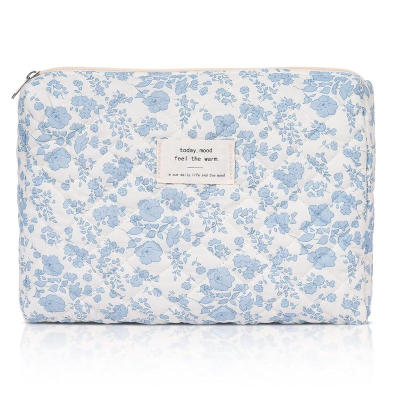 honitty Makeup Pouch,Quilted Cosmetic Bags,Large Floral Make Up Organizer for Women - Image 1